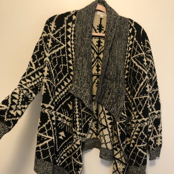 Charming Charlie Sweaters - Black and white tribal patterned cardigan